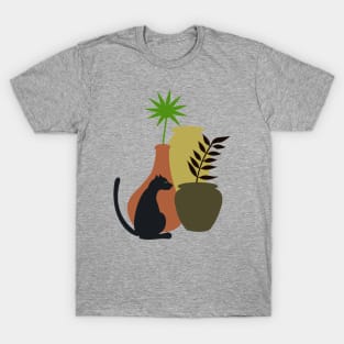 Boho Pots and Black Cat T-Shirt